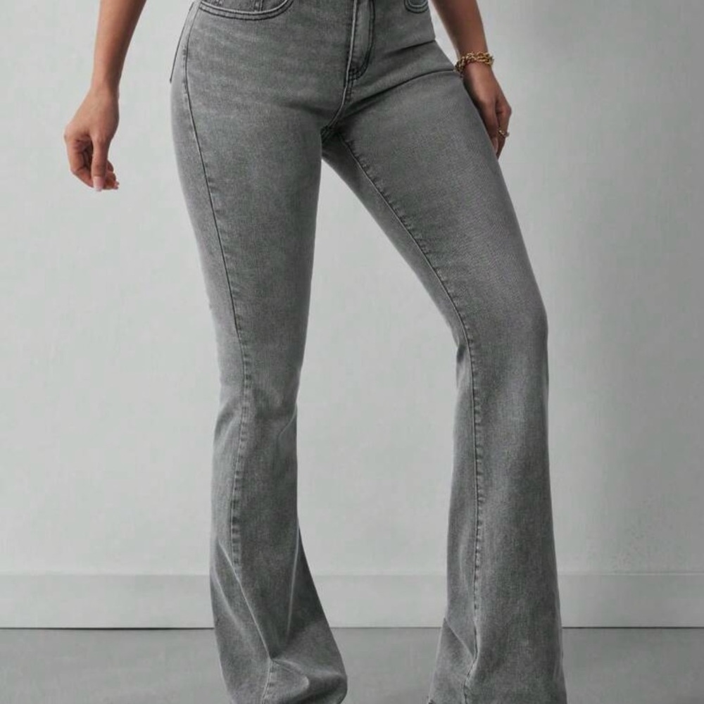 SHEIN Gray Flare Wide Leg Jeans Retro Style